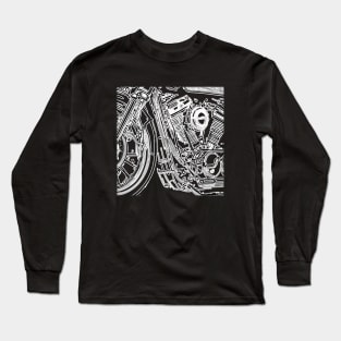 Motorcycle - Hog Lovers Engine Sketch Long Sleeve T-Shirt